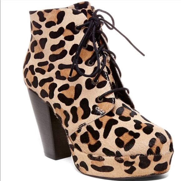 leopard print lace up booties